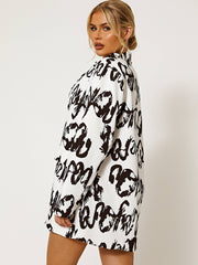 Graffiti Print Oversized Blazer Dress