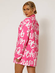 Graffiti Print Oversized Blazer Dress