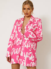 Graffiti Print Oversized Blazer Dress