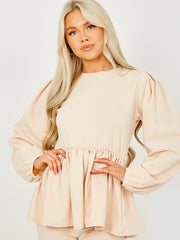 Peplum Frill Top & Wide Leg Trouser Co-ord