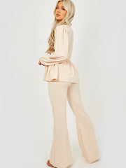 Peplum Frill Top & Wide Leg Trouser Co-ord