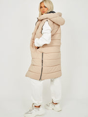 Longline Padded Hooded Gilet
