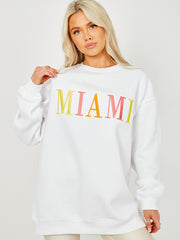 Miami bestickter übergroßer Sweatshirt -Jumper