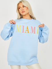 Miami bestickter übergroßer Sweatshirt -Jumper