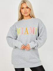 Miami bestickter übergroßer Sweatshirt -Jumper