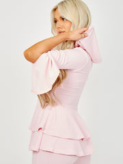 Layered Frill Hem Hooded Ribbed Co-ord