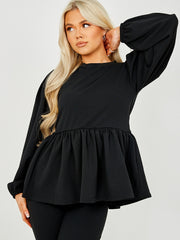Peplum Frill Top & Wide Leg Trouser Co-ord