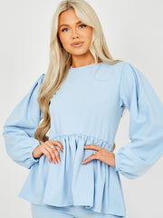 Peplum Frill Top & Wide Leg Trouser Co-ord