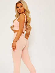 Padded Sports Bra and Legging Ribbed Activewear Set