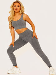 Padded Sports Bra and Legging Ribbed Activewear Set