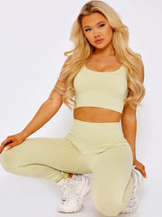 Padded Sports Bra and Legging Ribbed Activewear Set