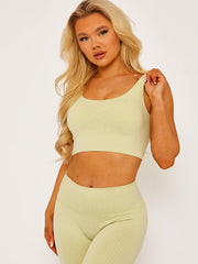 Padded Sports Bra and Legging Ribbed Activewear Set