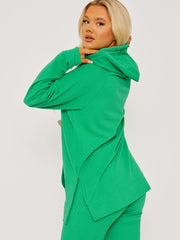 Rippen-Kapuze-Top & ausgestellter Hosen Co-ordte