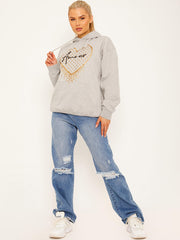 Amour Heart Graphic Fleeced Hoodie