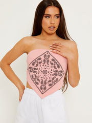 Bandana Scarf Print Crop Top
