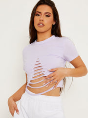 Laser Cut Slashed Crop Top