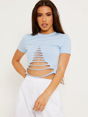 Laser Cut Slashed Crop Top