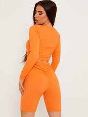 Rumpfte Crop Top & Scrunch Back Shorts Rippes Co-ord