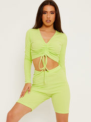 Rumpfte Crop Top & Scrunch Back Shorts Rippes Co-ord
