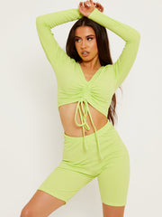 Rumpfte Crop Top & Scrunch Back Shorts Rippes Co-ord