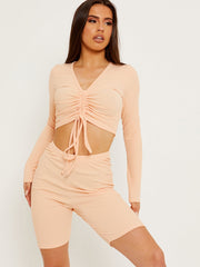 Rumpfte Crop Top & Scrunch Back Shorts Rippes Co-ord