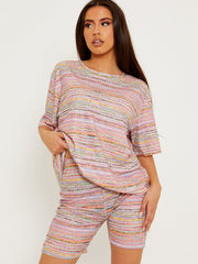 Multi-farbige übergroße Top- und Shorts-Co-ordte