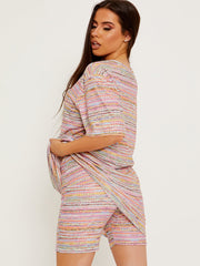 Multi-farbige übergroße Top- und Shorts-Co-ordte