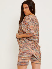 Multi-farbige übergroße Top- und Shorts-Co-ordte