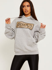 Bisous Print Fleeced Hoodie