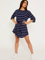 Striped Belted T-Shirt Dress