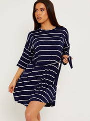 Striped Belted T-Shirt Dress