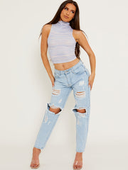 Multi Coloured High Neck Vest Top