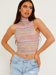 Multi Coloured High Neck Vest Top