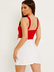 Ruches franje riemen bodysuit