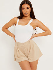 Ruches franje riemen bodysuit