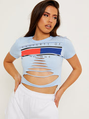 Eigentum von niemandem Laser Cut Crop Top