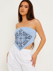 Bandana Scarf Print Crop Top