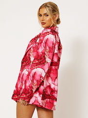 Oversized Marble Print Blazer