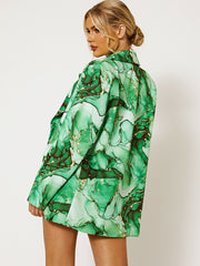 Oversized Marble Print Blazer