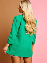 Plain Blazer With Ruched Sleeves