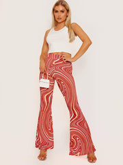 Scrunch impreso hacia atrás pantalones acampanados