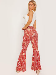 Scrunch impreso hacia atrás pantalones acampanados