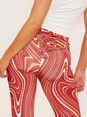 Scrunch impreso hacia atrás pantalones acampanados