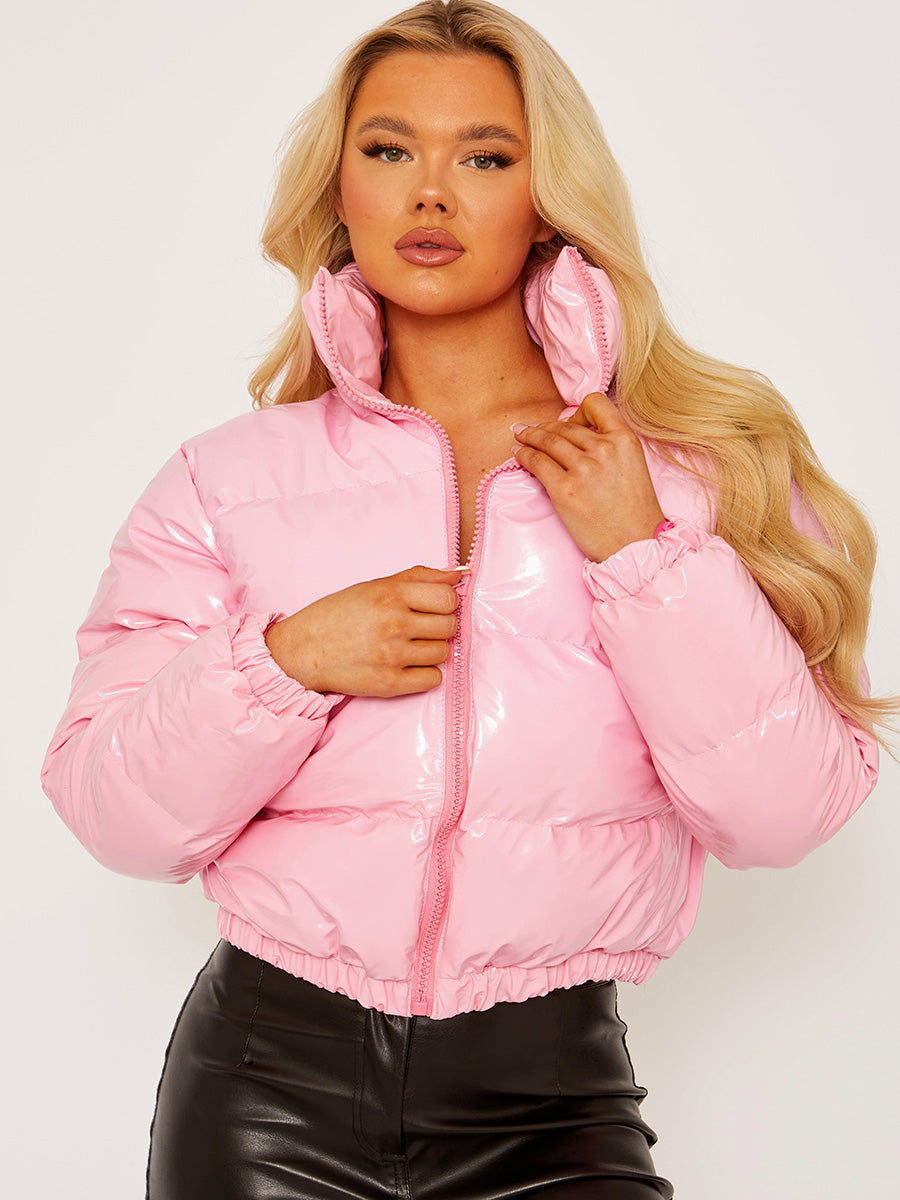Wholesale PVC Leather Cropped Puffer Jacket – Stylewise Direct