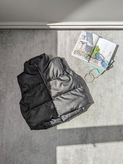 Faux Leather Cropped Puffer Gilet