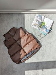 Faux Leather Cropped Puffer Gilet