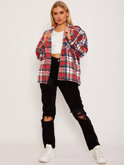 Classic Thick Colour Block Checked Shirt Jacket Shacket