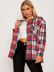 Classic Thick Colour Block Checked Shirt Jacket Shacket