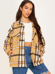 Classic Thick Colour Block Checked Shirt Jacket Shacket