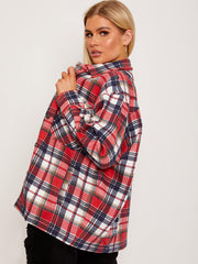 Classic Thick Colour Block Checked Shirt Jacket Shacket